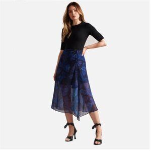 Ted Baker Lexiy‎ Floral Print Chiffon Skirt Blue 2XL